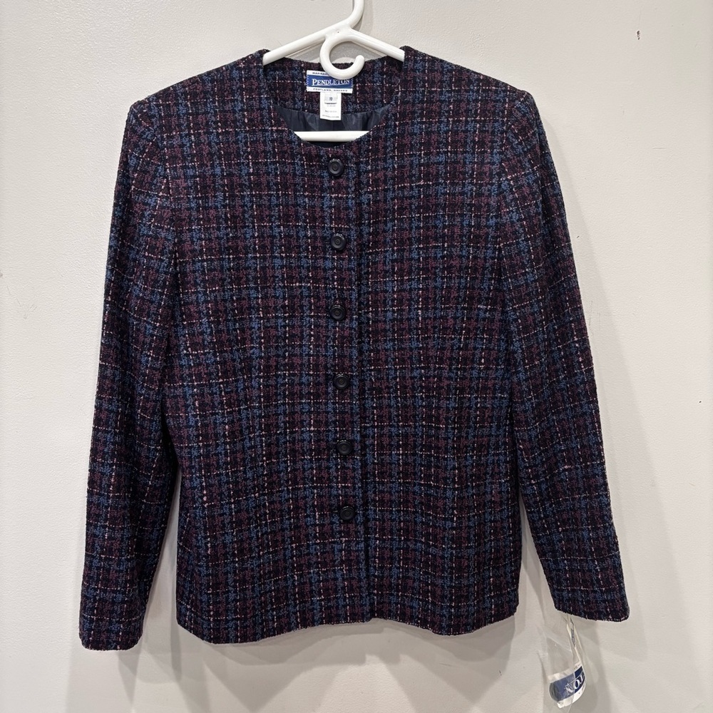 Pendleton Vintage Wool Shoulder Pad Blazer Jacket Women’s Size 10 NEW